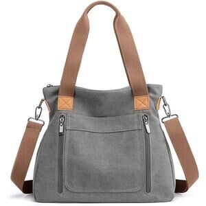 New Snug Star Womens Slate Gray Canvas Handbag Crossbody Shoulder Tote Bag
